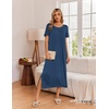 Ekouaer Long Nightgowns for Women 3 Pack Plus Size Short Sleeve House Dress(Black/Grey/Blue)