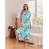 Ekouaer Long Nightgowns for Women 3 Pack Plus Size Short Sleeve House Dress(Black/Lilac/Green Flower)
