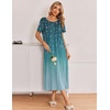 Ekouaer Long Nightgowns for Women 3 Pack Plus Size Short Sleeve House Dress(Black/Sparkling Branches/Gradient Purple Floral)