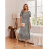 Ekouaer Long Nightgowns for Women 3 Pack Plus Size Short Sleeve House Dress(Black/Wine Red/Leopard)