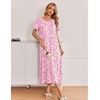 Ekouaer Long Nightgowns for Women 3 Pack Plus Size Short Sleeve House Dress(Blue Moon Star/Purple Star/Pink Floral)