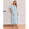 Ekouaer Long Nightgowns for Women 3 Pack Plus Size Short Sleeve House Dress(Light Green Floral/Blue Floral/Purple Floral)