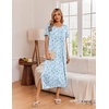 Ekouaer Long Nightgowns for Women 3 Pack Plus Size Short Sleeve House Dress(Light Green Floral/Blue Floral/Purple Floral)
