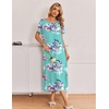 Ekouaer Long Nightgowns for Women 3 Pack Plus Size Short Sleeve House Dress(Tie Dye Blue/White Floral/Green Flower)