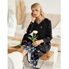 Ekouaer Long Nightgowns for Women Long Sleeve House Dress with Pockets(Black Butterfly)