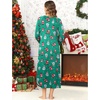 Ekouaer Long Nightgowns for Women Long Sleeve House Dress with Pockets(Green Christmas)