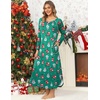 Ekouaer Long Nightgowns for Women Long Sleeve House Dress with Pockets(Green Christmas)