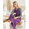Ekouaer Long Nightgowns for Women Long Sleeve House Dress with Pockets(Purple)