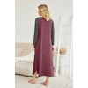 Ekouaer Long Nightgowns for Women Long Sleeve House Dress with Pockets(Wine Red)