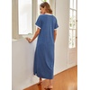 Ekouaer Long Nightgowns for Women Short Sleeve Night Gown with Pockets(Aa-blue)