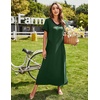 Ekouaer Long Nightgowns for Women Short Sleeve Night Gown with Pockets(A_dark Green)