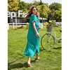 Ekouaer Long Nightgowns for Women Short Sleeve Night Gown with Pockets(Aqua Green)