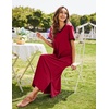Ekouaer Long Nightgowns for Women Short Sleeve Night Gown with Pockets(A-wine Red)