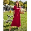 Ekouaer Long Nightgowns for Women Short Sleeve Night Gown with Pockets(A-wine Red)