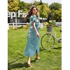 Ekouaer Long Nightgowns for Women Short Sleeve Night Gown with Pockets(Blue Floral)
