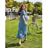 Ekouaer Long Nightgowns for Women Short Sleeve Night Gown with Pockets(Blue Ink Flower)