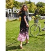 Ekouaer Long Nightgowns for Women Short Sleeve Night Gown with Pockets(Cherry Blossoms)