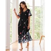 Ekouaer Long Nightgowns for Women Short Sleeve Night Gown with Pockets(Colorful Butterfly)