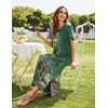 Ekouaer Long Nightgowns for Women Short Sleeve Night Gown with Pockets(Green Floral)