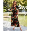 Ekouaer Long Nightgowns for Women Short Sleeve Night Gown with Pockets(Pat13)
