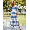 Ekouaer Long Nightgowns for Women Short Sleeve Night Gown with Pockets(Pat2)