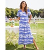 Ekouaer Long Nightgowns for Women Short Sleeve Night Gown with Pockets(Pat4)