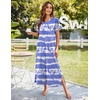 Ekouaer Long Nightgowns for Women Short Sleeve Night Gown with Pockets(Pat4)