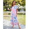 Ekouaer Long Nightgowns for Women Short Sleeve Night Gown with Pockets(Pat8)