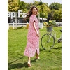 Ekouaer Long Nightgowns for Women Short Sleeve Night Gown with Pockets(Pink Floral)