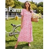 Ekouaer Long Nightgowns for Women Short Sleeve Night Gown with Pockets(Pink Floral)
