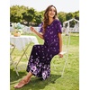 Ekouaer Long Nightgowns for Women Short Sleeve Night Gown with Pockets(Purple Floral)