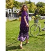 Ekouaer Long Nightgowns for Women Short Sleeve Night Gown with Pockets(Purple Floral)
