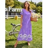 Ekouaer Long Nightgowns for Women Short Sleeve Night Gown with Pockets(Purple White Floral)