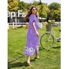 Ekouaer Long Nightgowns for Women Short Sleeve Night Gown with Pockets(Purple White Floral)