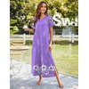 Ekouaer Long Nightgowns for Women Short Sleeve Night Gown with Pockets(Purple White Floral)