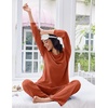 Ekouaer Lounge Sets for Women Ribbed Knit Long Sleeve 2 Piece Pajama Sets(Caramel)