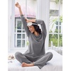 Ekouaer Lounge Sets for Women Ribbed Knit Long Sleeve 2 Piece Pajama Sets(Grey)