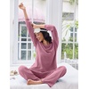 Ekouaer Lounge Sets for Women Ribbed Knit Long Sleeve 2 Piece Pajama Sets(Purple Red)