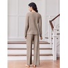 Ekouaer Lounge Sets for Women Ribbed Knit Long Sleeve 2 Piece Pajama Sets(Tea Grey)