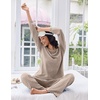 Ekouaer Lounge Sets for Women Ribbed Knit Long Sleeve 2 Piece Pajama Sets(Tea Grey)