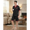 Ekouaer Men Silk Pajamas Set 2 Pieces Satin Pj Button Down Loungewear Sets(Black)