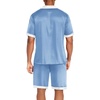 Ekouaer Men Silk Pajamas Set 2 Pieces Satin Pj Button Down Loungewear Sets(Blue)