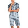 Ekouaer Men Silk Pajamas Set 2 Pieces Satin Pj Button Down Loungewear Sets(Blue Check)