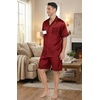 Ekouaer Men Silk Pajamas Set 2 Pieces Satin Pj Button Down Loungewear Sets(Burgundy Black)