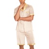 Ekouaer Men Silk Pajamas Set 2 Pieces Satin Pj Button Down Loungewear Sets(Champagne)