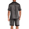 Ekouaer Men Silk Pajamas Set 2 Pieces Satin Pj Button Down Loungewear Sets(Dark Grey)