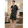 Ekouaer Men Silk Pajamas Set 2 Pieces Satin Pj Button Down Loungewear Sets(Floral Embossing)