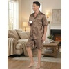 Ekouaer Men Silk Pajamas Set 2 Pieces Satin Pj Button Down Loungewear Sets(Geometric Gold)