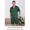 Ekouaer Men Silk Pajamas Set 2 Pieces Satin Pj Button Down Loungewear Sets(Green Striped)
