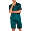Ekouaer Men Silk Pajamas Set 2 Pieces Satin Pj Button Down Loungewear Sets(Lake Green)